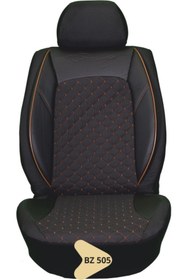 Resim K-Design ELİT JAKAR YASTIKLI KOLTUK KILIFI SERİSİ SİYAH TURUNCU ÇİZGİ BZ505 