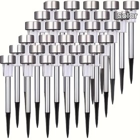 Resim 10 Adet Güneş Enerjili LED Çubuk Işıkları, Paslanmaz Çelik Dış Mekan Güneş Enerjili Peyzaj Dekoratif Işıklar, Bahçe, Çim, Yol, Güverte, Sürücü Yolu, Bahçe, Tatil Partisi Yol Dekorasyonu, 40mAh Nikel Pil, Uzaktan Kumanda Yok 