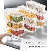 Resim 12'li Block Buzdolabı Ve Derin Dondurucu Sızdırmaz Saklama Kabı Şeffaf 6x(1,4-0,7 Lt) Vienev