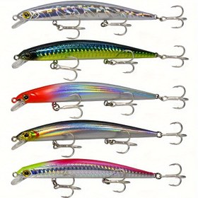 Resim 1 Adet 3D Gözli ve Dahili Çelik Top Ağırlıklı Minnow Crankbait Yem – Çok Renkli Gerçekçi Yüzgeç Balığı, Levrek, Sazan Avı İçin Tatlısu Olta Takımı – 3 Uçlu Kanca ile Canlı Renkler 