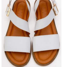Resim Luvi Shoes Majesty Beyaz Cilt Hakiki Deri Kadın Sandalet Beyaz 