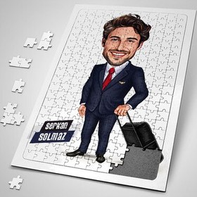 Resim Seyahate Çıkan Erkek Karikatürlü Puzzle 