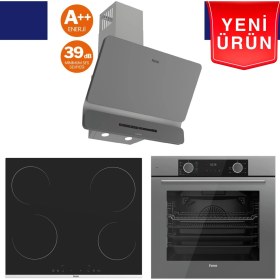 Resim Ferre Fryart Serisi Silenart Vitroseramik Elektrikli Ankastre Set (XE63CPR + MS261 + D080 -Sa) 