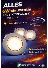 Resim 6w Dimlenebilir Led Spot Beyaz Beyaz 