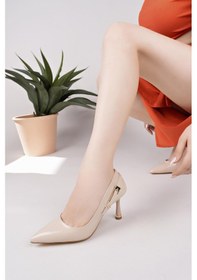 Resim Ay Mood Aymood Ten Rugan Yandan Gold Tokalı Günlük Şık Stiletto C Ten Rugan 