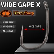 Resim 10 adet Rigtrip Ultra Keskin Geniş Ağız Balıkçılık Kancaları, PTFE Kaplı Alaşım Çelik, Sazan Saçı Rigi için Mikro Dikenli - Boyutlar 2, 4, 6, Siyah - Alt Yem ve Pop-Up Sunumları için Mükemmel 