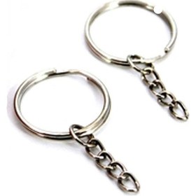 Resim Anahtarlık Halkası Zincirli 4 Cm 50 Adet Gümüş N11.9049 