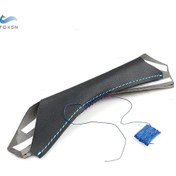 Resim Left-1pc Sol / Sağ Araba İç Kapı Kolu Çekme Deri Kapak Trim Siyah İle 