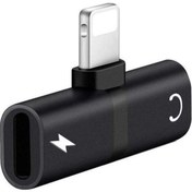 Resim iPhone Uyumlu Lighting Kare Giriş Kulaklık Ve Şarj Çoklama Başlık Adaptör 