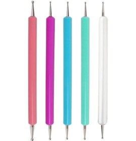 Resim Yuntech01 5'li Çift Uçlu Seramik Ve Manikür Aracı: Renkli Akrilik Nokta Kalemleri, Pervane Ve Izgara İşlemleri İçin Yardımcı Araçlar 