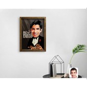 Resim Kişiye Özel Godfather Baba Karikatürlü Doğal Masif Ahşap Çerçevel (551061716) 