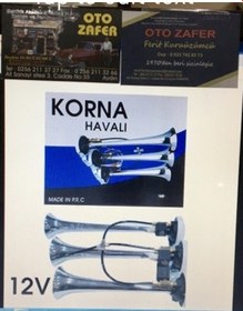 Resim Carub Korna 12V 3Lü Havalı Elektrikli Krom 