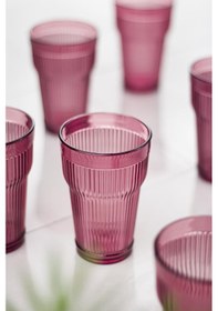 Resim Akrilik Mürdüm 6'lı Uzun Bardak & Su Meşrubat Bardağı 400 ml ( Cam Değildir ) 