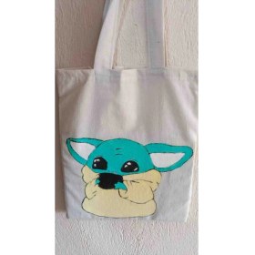 Resim Desenli Ham Kumaş Çanta 