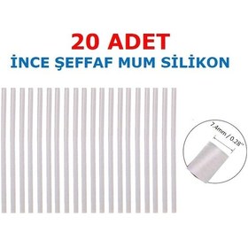 Resim 20 Adet Somafix İnce Şeffaf Mum Silikon 7.4x300 MM Çubuk Sıcak 