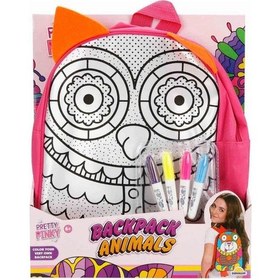 Resim Mey İthalat Boyanabilir Desenli Baykuş Sırt Çantası Pembe 