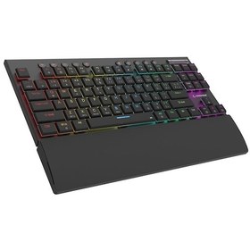 Resim Rampage Beru Siyah 2.4g + Bt Wireless Red Swıtch Mekanik Gaming Oyuncu Klavye Slim Low Profile Rgb Tkl 