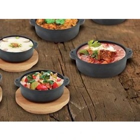 Resim Mena Rise Kabı, Lv Eco Gv 11 K4, Yuvarlak Güveç, Ahşap Altlık, Çap 11 Cm, Dökme Demir, Siyah 