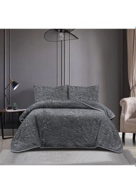 Resim Soft Battaniye Çift Kişilik 220 X 240 Antrasit Yastık Kılıfı Hediyeli Antrasit 