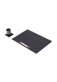 Resim Turgut Office Deri Toplantı Sümeni Siyah Yatay Ahşap Detaylı 49 x 34cm 