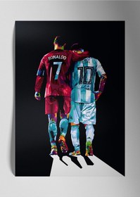 Resim Metal Baskı Parlak Duvar Tablosu - Ronaldo Messi 