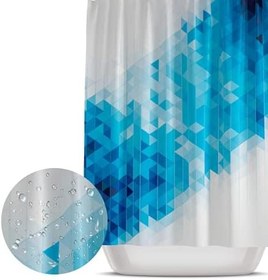 Resim Mavi kareli banyo perdesi 180x200 cm - tek kanat duş perdesi - polyester kumaş duş perdesi 