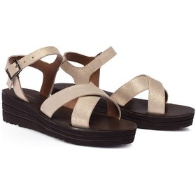 Resim Deery Hakiki Deri Bej Kadın Sandalet Bej (492261238) Bej 