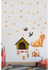 Resim Sevimli Kedi Köpek Ve Hırsız Fareler Çocuk Odası Duvar Sticker 