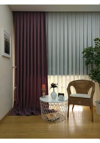 Resim Evdepo Home Keten Mürdüm Fon Perde Tek Kanat Mürdüm 