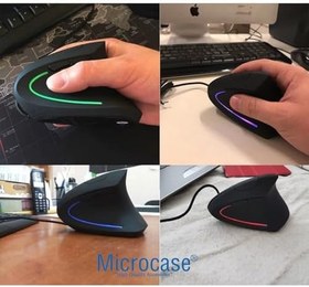 Resim Microcase Pilli Dikey Ergonomik Kablolu Mouse 800/1200/1600 Dpı 6 Tuşlu - AL5178 