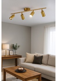 Resim Spoti 4'lü Eskitme Renk Beyaz Işık Modern Tasarım Salon - Mutfak - Banyo Spot Ledli Sıralı Avize Eskitme 