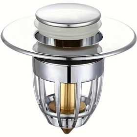 Resim Çok Yönlü Tıkanmayı Önleyici Banyo Lavabo Tıpası - 3.4cm'den 3.99cm'ye Uyar, Hızlı Drenaj için Basınçlı Zıplama Tasarımı, Paslanmaya Karşı Dirençli & Kolay Kurulum 