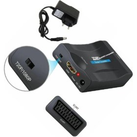 Resim Xhang 1080 P Scart HDMI Uyumlu Video Ses Dönüştürücü Av Sinyal Adaptörü Alıcı Hdtv Sky Box Stb Tv DVD ile Ab Güç Fişi | HDMI Kabloları 