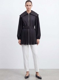 Resim Loreen Kadın Pile Detaylı Kemerli Kap - 20774CAP - BLACK 