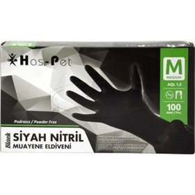 Resim Haspet Siyah Nitril Eldiven Medium 100 Lü 