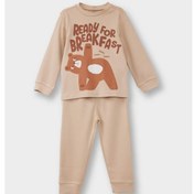 Resim Defacto Erkek Bebek Pijama Takımı Ayı Baskılı Uzun Kollu Üst Uzun Alt F0554a525aubg390 Bej-bg390 