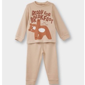 Resim Defacto Erkek Bebek Pijama Takımı Ayı Baskılı Uzun Kollu Üst Uzun Alt F0554a525aubg390 Bej-bg390 