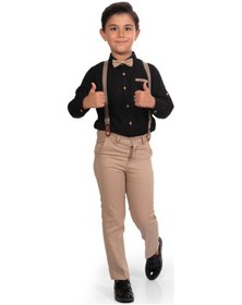 Resim Mnk Baby & Kids Oxford Gömlek Uzun Pantolon Erkek Çocuk Takımı Siyah 