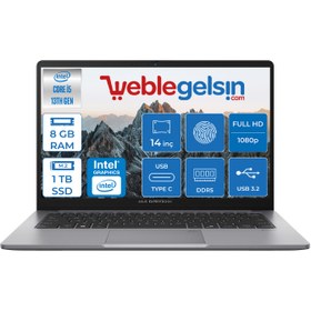Resim Asus ExpertBook P1 P1403CVA-I58512G0D i5-13420H 8 GB 512 GB SSD 14" Dos Dizüstü Bilgisayar 