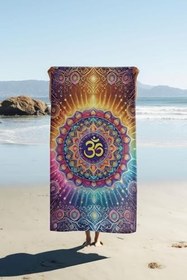 Resim Dijital Baskı Plaj Deniz Havlusu Om Mandala Desenli Peştamal HVL0055 