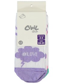 Resim Civil Girls Motto 3'lü 2-12 Yaş Kız Patik Çorap - Standart / 6-7 Yaş 