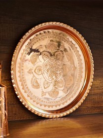 Resim Bakır İşlemeli Tepsi 45 Cm Bakır 