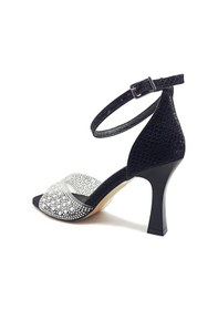 Resim Siyah Renk Şeffaf Boncuklu Bant Kadeh Topuk Kadın Abiye Ayakkabı Siyah 