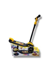 Resim Işıklı 3 Tekerlekli Çocuk Scooter 3 Kademeli Yükseklik Ayarı - Sarı Çok Renkli 