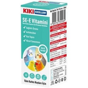 Resim Kiki Excellent Sağlıklı Üreme Destekleyici Kuşlar için SE-E Vitamini Sıvı Damla 25 Ml 