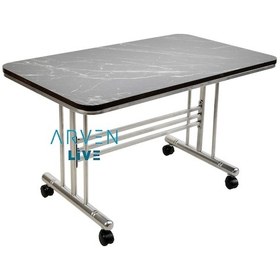 Resim Renk Renk Mermer Desenli Tekerlekli Orta Sehpa Metal Ayaklı Masa (482477718) 