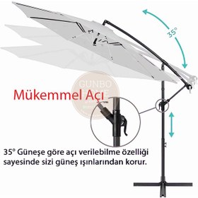 Resim Gunbo Home 3 Mt 8 Kaburga Full Demir 21 Kg Gri Bahçe Şemsiyes 
