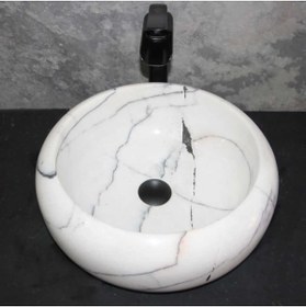 Resim SİPAHİMARBLE Leylak Beyaz Mermer Bombeli Lavabo 