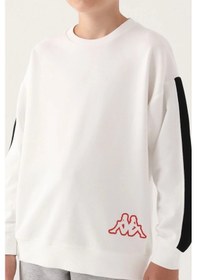 Resim Kappa Krem Bisiklet Yaka Kol Detay Erkek Çocuk Sweatshirt Siyah 