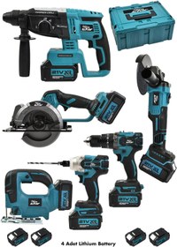 Resim Newstar New Star 6'lı Set Şarjlı Darbeli Matkap Hilti Taşlama Somun Sıkma Dekupaj Testere Daire Testere Mavi 